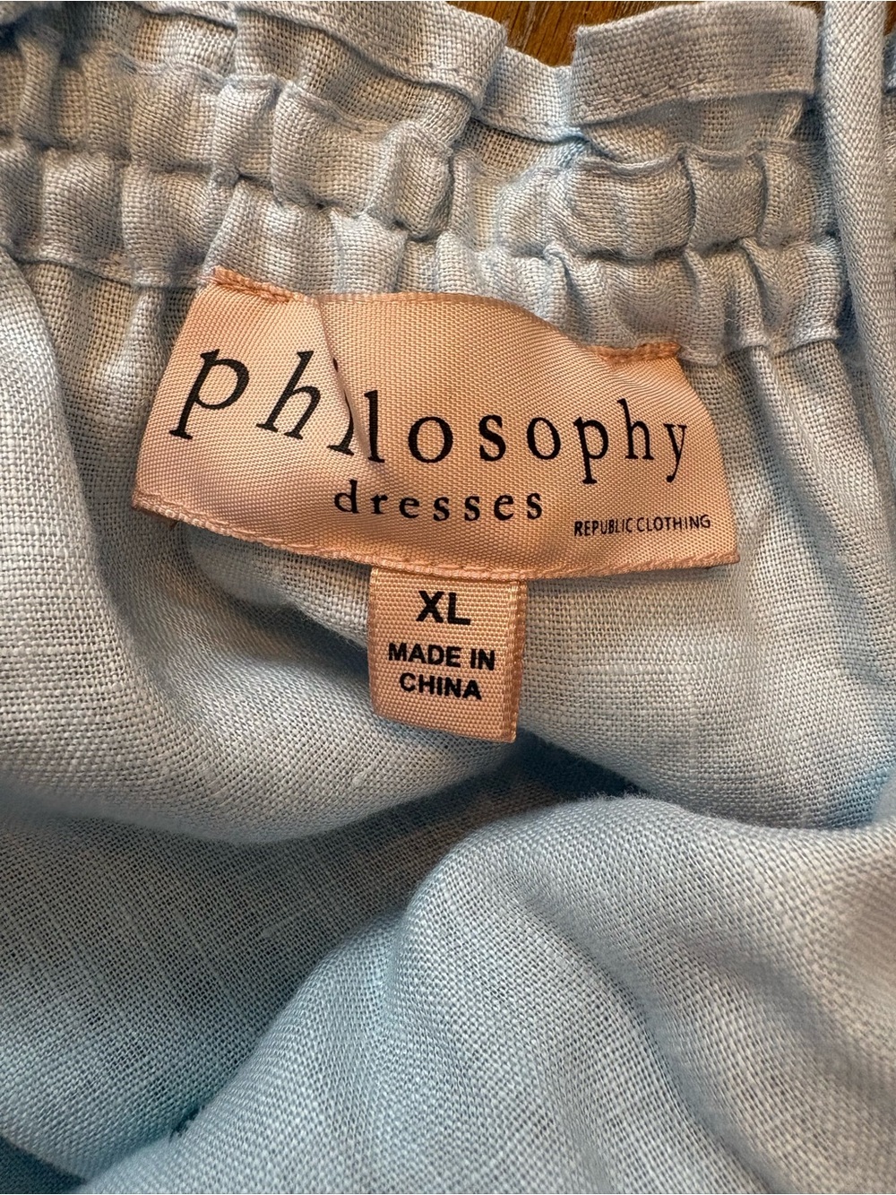 Philosophy Light Blue 100% Linen Dress with Embroidery - Picture 11 of 13